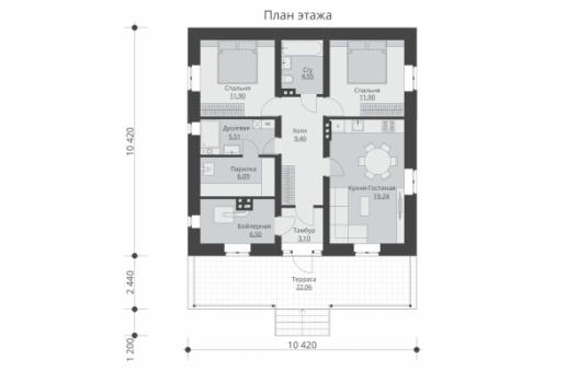 Проект одноэтажного дома с террасой